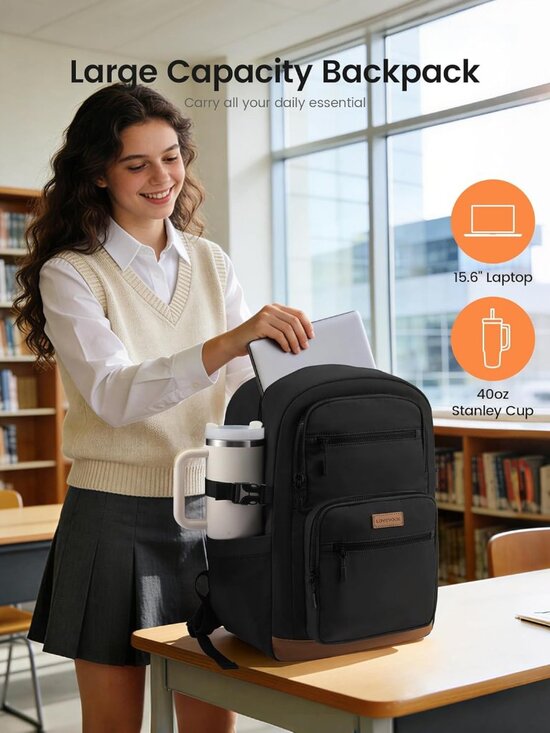 Stylish Water-Resistant Teen School Backpack with Large Capacity & Bottle Holder main image 6